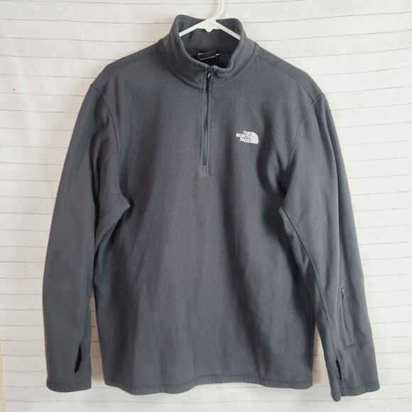 THE NORTH FACE 1/4 ZIP FLEECE IN BLACK, SZ LARGE - Picture 1 of 12